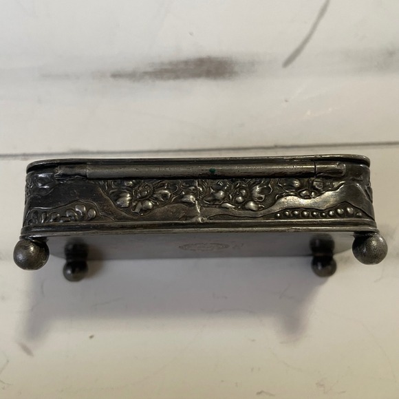 Antique Fairpoint Silverplate Hairpin Trinket Box Victorian Edwardian Vanity - Picture 6 of 13